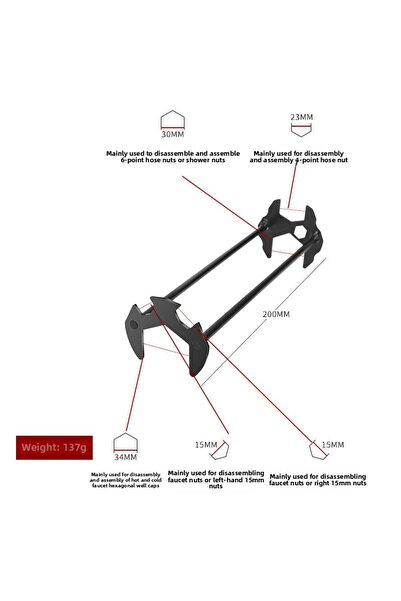 Choice1 B Adjustable Basin Faucet Wrench 4 Jaw Plumbers Tool Hex Under Sink I...