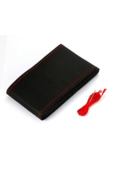 Choice1 غطاء عجلة قيادة السيارة الحمراء بإبر وخيوط مضفرة من الجلد الصناعي، مج...