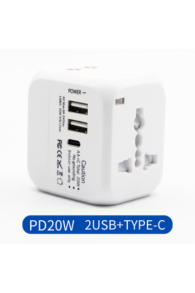 Choice White Universal Travel Conversion Sket PD 20W Multifunctional Power Ch...