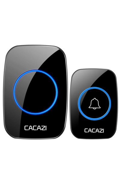 Choice1 جرس باب لاسلكي أسود مقاوم للماء يعمل بالتيار المستمر مع بطارية A10، ج...