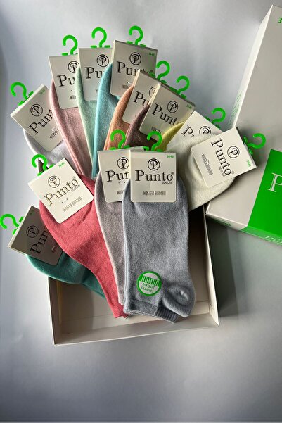 Punto special Punto 12 Çift Premium Bambu Kadın Patik Çorap Seti Dikişsiz Ren...