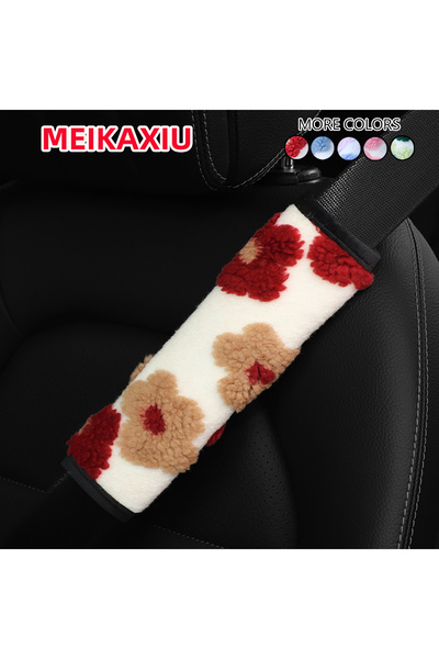 Choice3 Red Winter comfortable and beautiful plush flower car shoulder cover ...