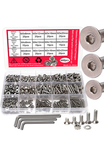 Choice 660pcs 660-Piece Stainless Steel Flat Head Hexagon Nut and Bolt Set - ...