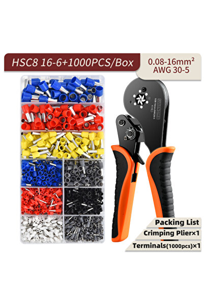 Choice HSC8 16-6A HC1000PCS Ferrule Crimping Tool Kit - AWG 28-5 (0.08-16mm²)...