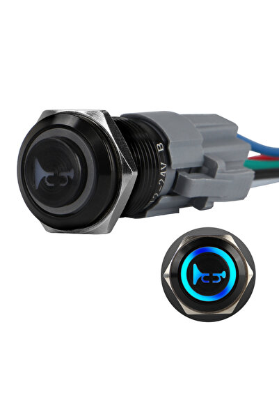 Choice Black 16MM Car Horn Push Button Switch Momentary w/ Wire Harness, Car ...