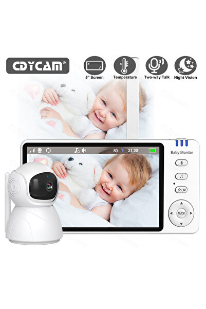 Choice شاشة مراقبة أطفال فيديو بيضاء مقاس 5 بوصات مزودة بكاميرا متحركة، تكبير...