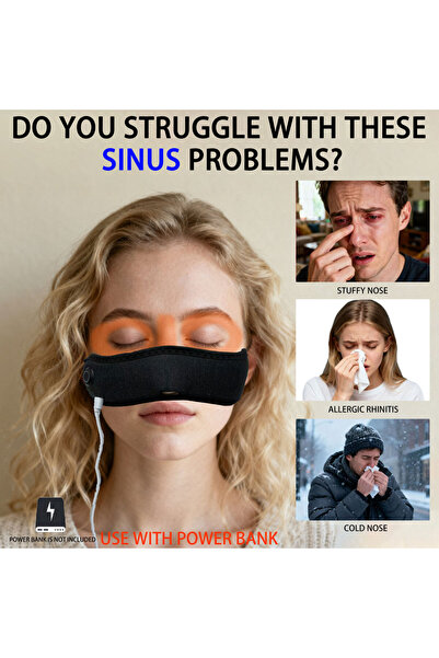 Choice1 قناع أنفي أسود محمول يعمل بمنفذ USB، مزود بسخان أنفي قابل للطي، مناسب...