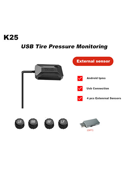 Choice K25-External Sentor USB Android TPMS Wireless Navigation 4 Sensor Elec...