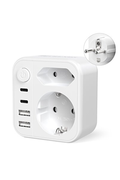 Choice 100-250V EU white 2AC EU Plug Wall Sket Extender with 1 AC Outlet 2 US...