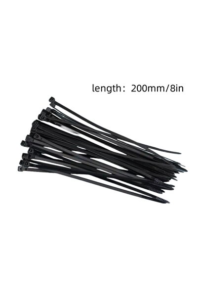 Choice 8in Cable ties, premium plastic ties, self-lking black nylon ties, cab...