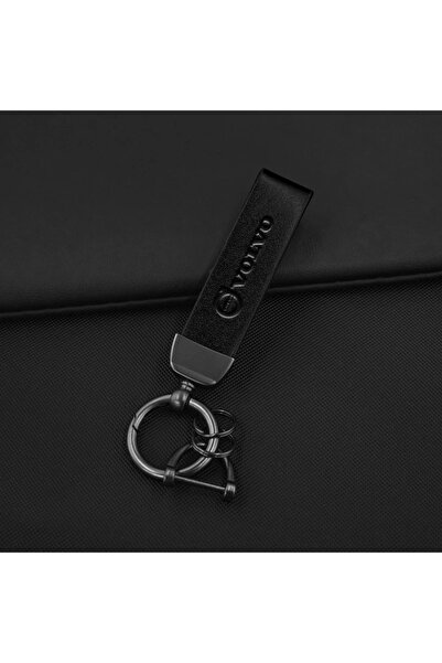 Choice1 1pc gun black Car Metal Leather Key Rings Chain For Volvo XC90 S60 V4...