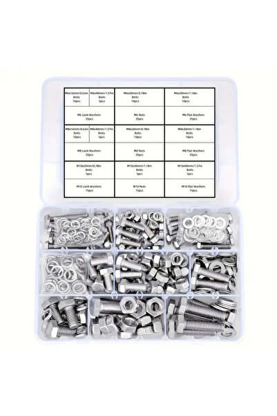 Choice 340pcs 340pcs Stainless Steel Hardware Kit - M6/M8/M10 Nuts & Bolts wi...
