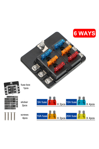 Choice 6 Ways For Auto Car Boat Marine 32V 100A Fuse Box Holder M5 Stud With ...