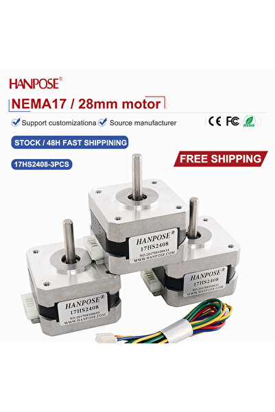 Choice 3PCS 17HS2408 NEMA17 3PCS 17HS2408 stepper motor 2.5V 1.3A two-phase f...
