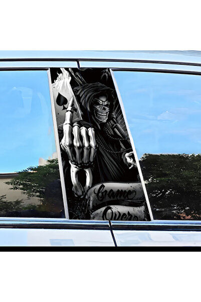 Choice SS-7 2 pieces of car B-pillar stickers Grim Reaper Skeleton Vinyl prot...