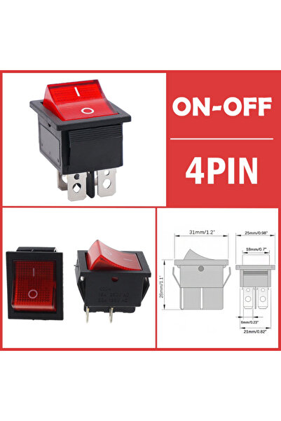 Choice1 قطعتان من مفاتيح الطاقة الحمراء ذات 4 دبابيس من سلسلة KCD4، مفاتيح طا...