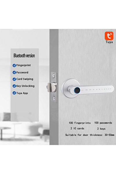 Choice3 60-70 TYZ02- silver Fingerprint Door Lk - Smart Door Handle, Biometri...