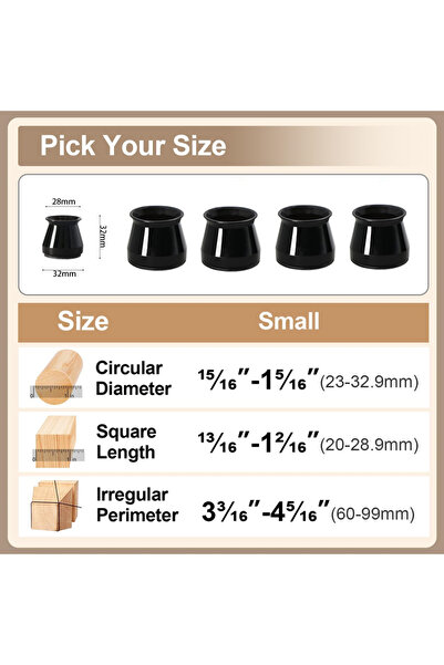 Choice1 1 Pc 16PCS S 16 Pcs Chair Leg Floor Protectors for Hardwood Floors, S...