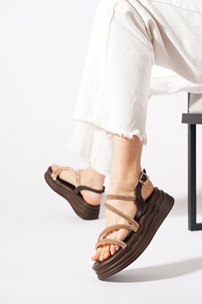 Moda Pie Heraste Band Stone Γυναικεία Χοντρή Σόλα Σανδάλια Καφέ