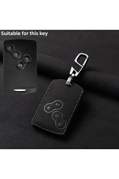 Choice1 Black Line Leather Car Key Cover For Renault Kadjar Captur Clio Megan...