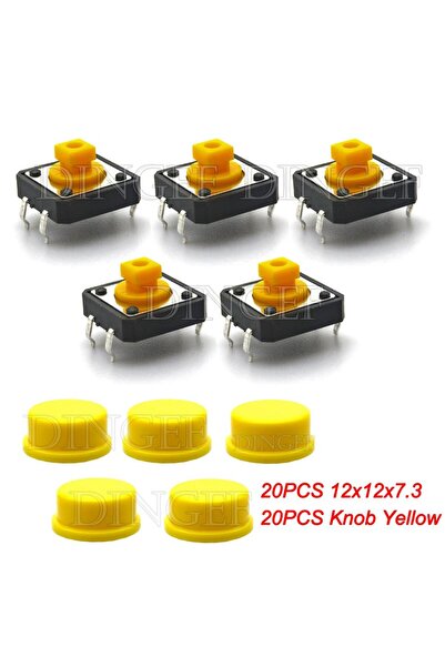 Choice1 Yellow 20Set 20PCS Tactile Push Button Switch Momentary 12*12*7.3MM M...