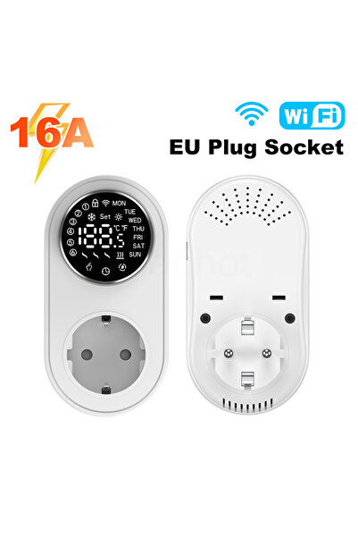 Choice قابس أوروبي، منظم حرارة لاسلكي كهربائي من نوع Tuya 16A مزود بتقنية WiF...