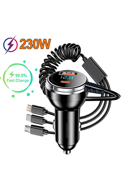 Choice Black 250W 5 Ports LED Car Charger Fast Charging Adapter Type C PD Min...