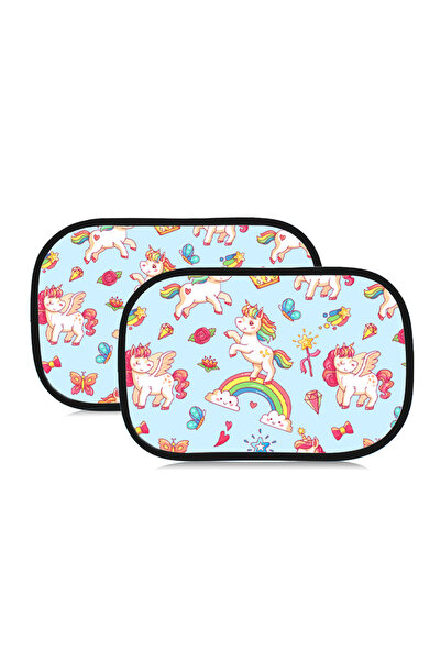 Choice1 مظلة نوافذ سيارة عالمية من قطعتين بتصميم يونيكورن، مظلة شمسية لاصقة ل...