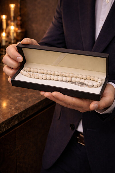 Generic Luxury beige wooden rosary with an elegant box – a special gift for m...