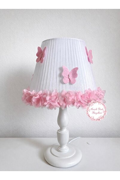 Keçeli parti hayalleri White Pink Flower Butterfly Lampshade