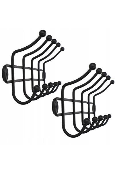 KADAX Wall Hanger for Hallway for Clothes and Towels Black 2 pcs 5 Hooks