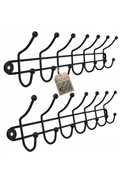 KADAX Wall Hanger for Hallway for Clothes and Towels Black 2 pcs 7 Hooks