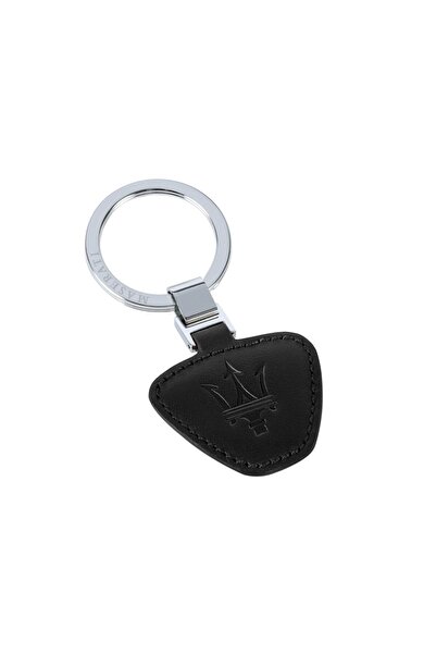 Maserati Maserati Keychain , black Leather , silver stainless steel, KMU4160115