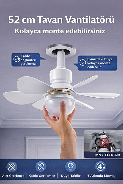 mny elektrik Tavan Vantilatörü Sessiz 3 Renk Işık Özelligi Uzaktan Kumandalı ...