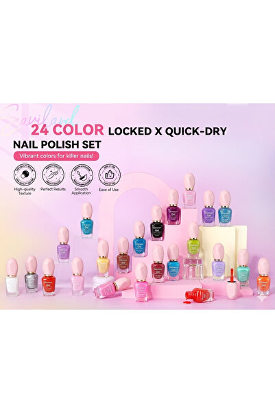 GIA'S WORLD Set of 24 classic nail polishes in various colors with gel effect...