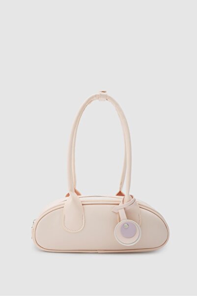 Shule Bags Lisse Charmlı Oval Baguette Bag Powder Pink