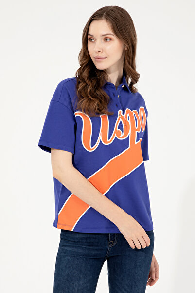 U.S. Polo Assn. Γυναικείο μπλουζάκι μπλε πόλο με λαιμόκοψη 50249029-VR212