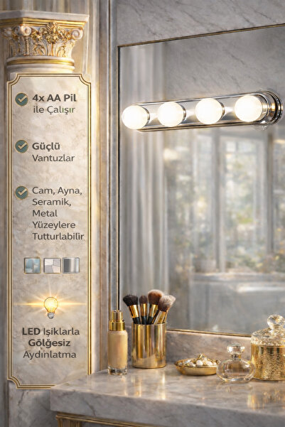 Petrix LumiGlow Aura – 4-світлодіодне дзеркало для макіяжу з присоскою | Нове...