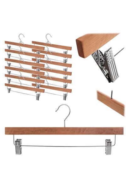 KADAX Cuier de haine din lemn cu cleme, cuiere pentru dulapuri, 12 buc.