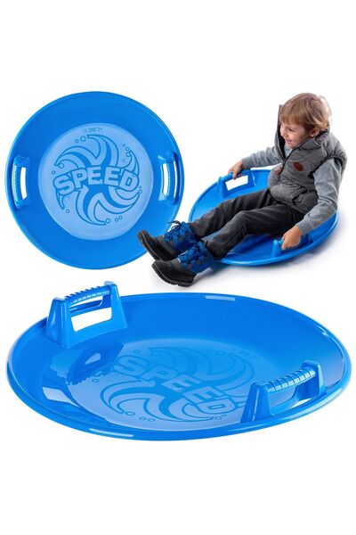 KADAX Placă glisantă Sled Downhill pentru zăpadă, rotundă, cu mânere de 65 cm