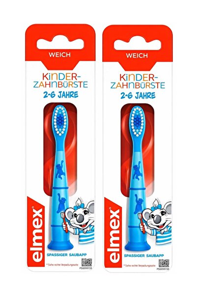 Elmex فرشاة أسنان للأطفال من 2-6 سنوات برأس صغير ناعم (ألوان متنوعة) × 2 قطعة