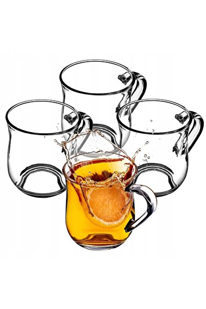 KADAX Coffee Tea Glasses 320ml Beverage Glass with Handle Set of 4