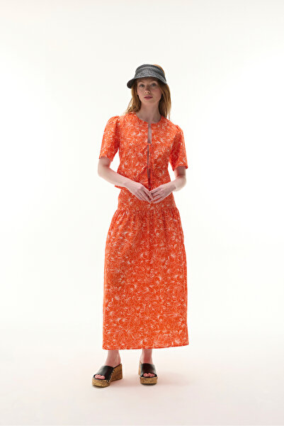 Mudo Printed Flared Midi Skirt