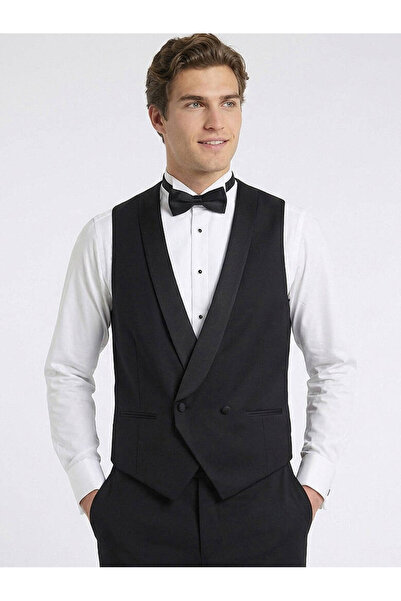 Kip Black Slim Fit Classic Woven Vest