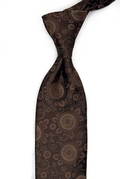 Kravatkolik Klasična kravata sa smeđim motivima i maramicom KK13588