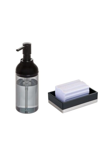Bosphorus Liquid Soap Dispenser and Soap Dispenser 2-Piece Bathroom Set Black...