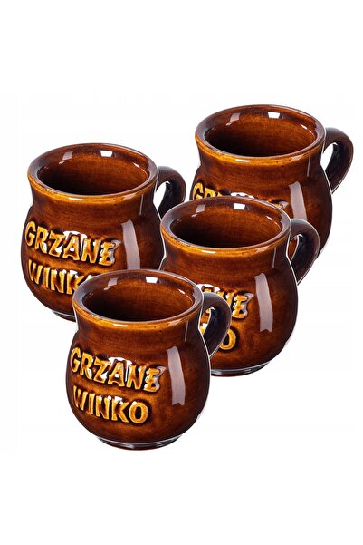 KADAX Set cadou de 4 căni de vin fiert, 250 ml, din gresie