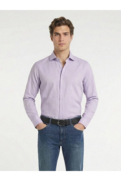 Kip Lilac Regular Fit Woven Classic Cotton Blend Shirt