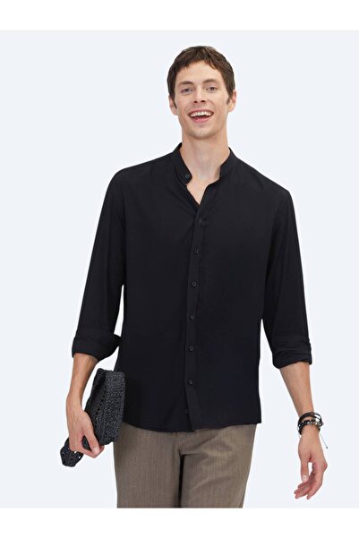 Kip Black Regular Fit Woven Classic Shirt