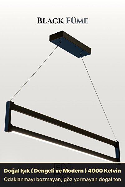 ENZO LIGHT Orion Füme 4000K Lineer LED Sarkıt Avize – Kumandalı Dim Edilebili...